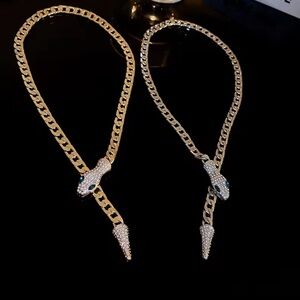 Elegant Gold And Silver Color Snake Chain Necklace